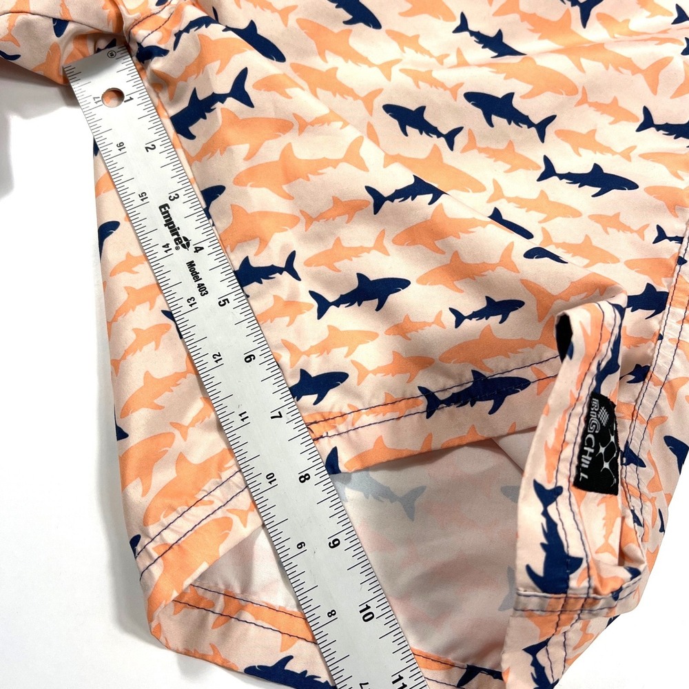 Big Chill Boys Shark Print Swim Trunks Peach Navy XL 14-16 Beach Summer Vacation - Picture 9 of 9